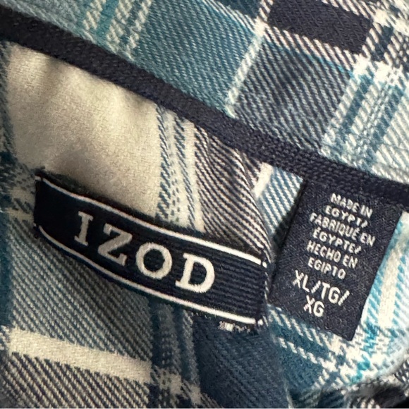 NWT IZOD Blue & White Plaid Temperature Regulating Wicking Flannel Shirt Size XL - Picture 7 of 14
